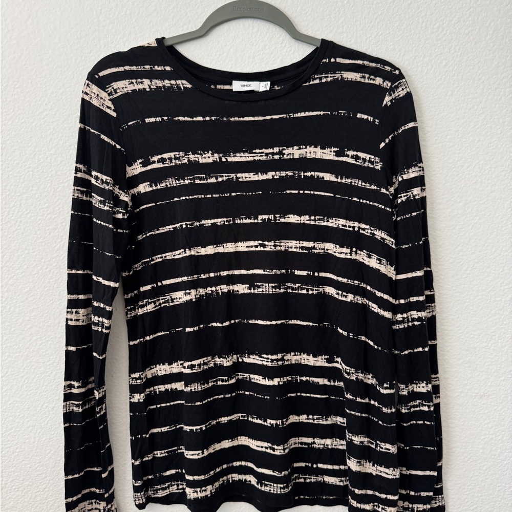 Vince Black and Cream Patterned Top